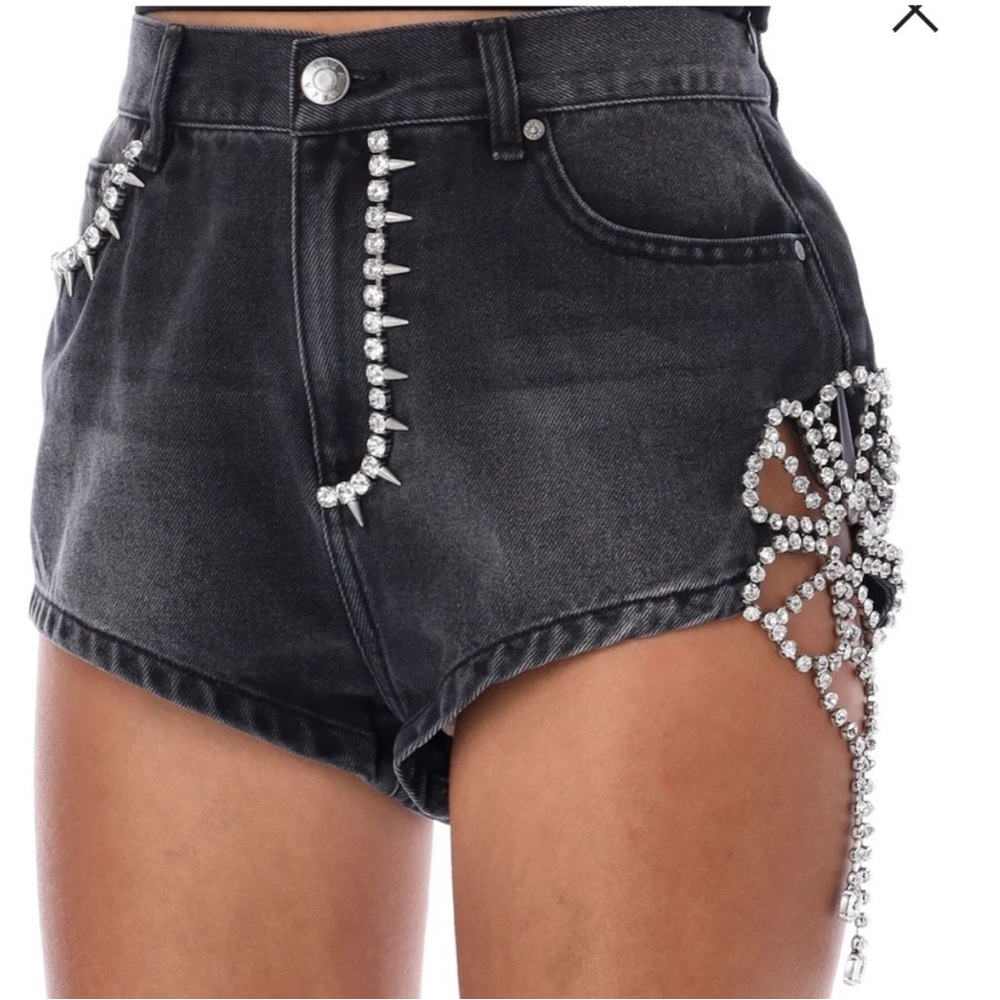 AREA High Waist Embellished Denim Shorts sz. 0